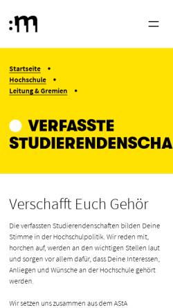 Vorschau der mobilen Webseite www.asta-hfmt-koeln.de, AStA der Hochschule für Musik und Tanz Köln