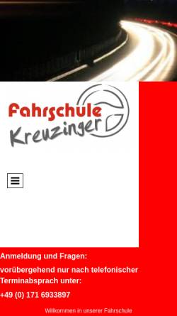 Vorschau der mobilen Webseite fahrschule-kreuzinger.de, Fahrschule Kreuzinger
