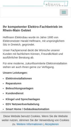 Vorschau der mobilen Webseite www.helfmann-elektrobau.de, Helfmann Elektrobau GmbH