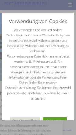 Vorschau der mobilen Webseite schumann-dreieich.de, Schumann Schlosserei und Metallbau GmbH
