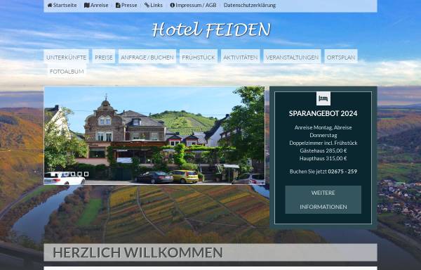 Vorschau von www.hotel-feiden.de, Hotels Feiden mit Gästehaus und Alte Bürgermeisterei