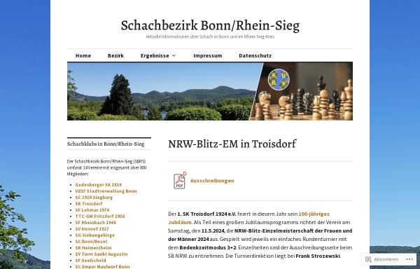 Vorschau von www.schachbezirk-bonn-rhein-sieg.de, Schachbezirk Bonn/Rhein-Sieg