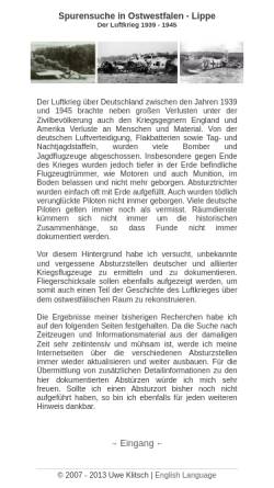 Vorschau der mobilen Webseite www.spurensuche-owl.de, Spurensuche in Ostwestfalen-Lippe - Der Luftkrieg 1939 - 1945