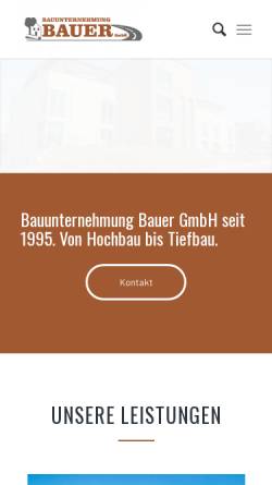 Vorschau der mobilen Webseite www.bauunternehmung-bauer.de, Bauunternehmung Bauer GmbH