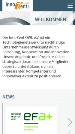 Vorschau der mobilen Webseite www.innozentowl.de, InnoZent OWL e.V.