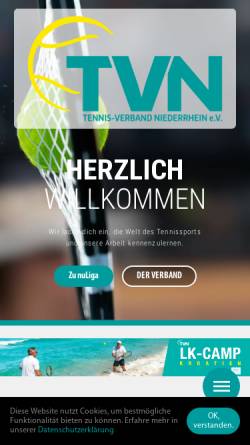 Vorschau der mobilen Webseite www.tvn-tennis.de, Tennis-Verband Niederrhein e.V. (TVN)