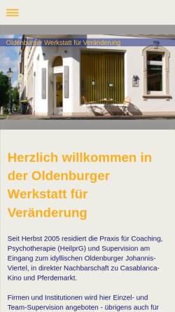 Vorschau der mobilen Webseite www.oldenburger-werkstatt.de, Oldenburger Werkstatt für Veränderung