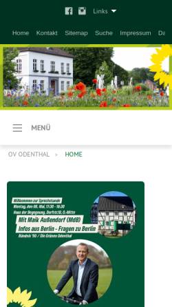 Vorschau der mobilen Webseite gruene-odenthal.de, Bündnis 90 / Die Grünen - Ortsverband Odenthal