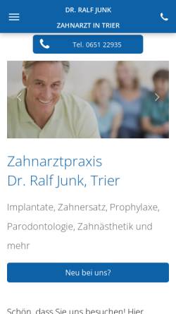 Vorschau der mobilen Webseite www.ihr-zahnarzt-trier.de, Dr. Ralf Junk