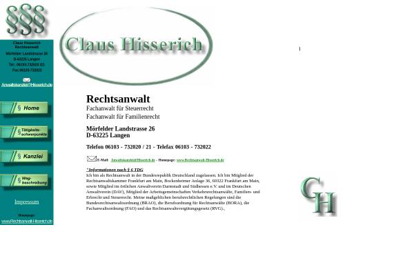 Vorschau von www.hisserich.de, Hisserich, Claus, Rechtsanwalt und Notar
