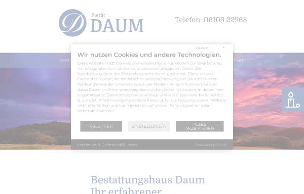 Vorschau von www.pietaet-daum.de, Pietät Daum