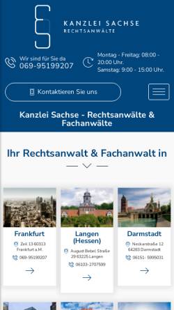 Vorschau der mobilen Webseite www.kanzlei-sachse.de, Sachse, Fabian, Rechtsanwalt