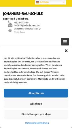 Vorschau der mobilen Webseite www.johannes-rau-schule.de, Gemeinschaftshauptschule Pennenfeld