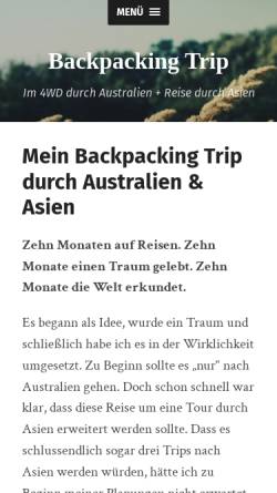 Vorschau der mobilen Webseite www.backpacking-trip.de, Australien Backpacking und 4WD Trip [Timm Becker]