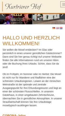 Vorschau der mobilen Webseite www.kurtrierer-hof.de, Wein- und Gästehaus Kurtrierer Hof