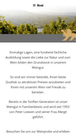 Vorschau der mobilen Webseite loewenwein.de, Weingut Peter Loewen Erben