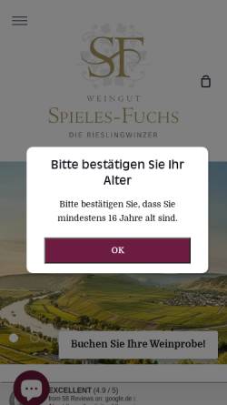 Vorschau der mobilen Webseite www.spieles-fuchs.de, Weingut Spieles Fuchs