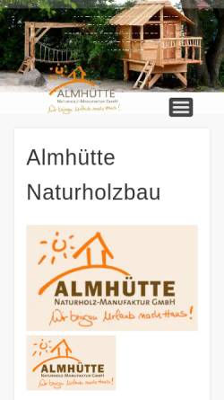 Vorschau der mobilen Webseite www.almhuette-naturholzbau.de, Almhütte Naturholz-Manufaktur GmbH