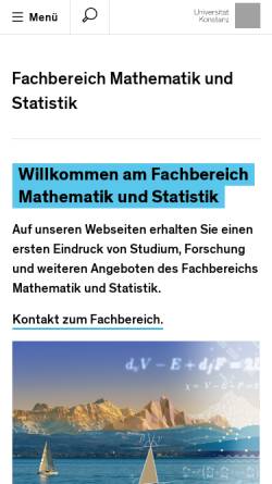 Vorschau der mobilen Webseite www.math.uni-konstanz.de, Fachbereich Mathematik und Statistik der Universität Konstanz