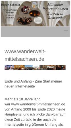 Vorschau der mobilen Webseite www.wanderwelt-mittelsachsen.de, Wandern in Mittelsachsen