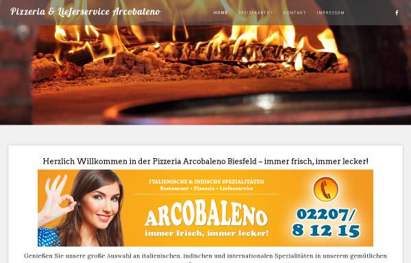 Vorschau von www.arcobaleno-biesfeld.de, Pizzeria Arcobaleno