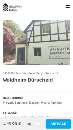 Vorschau der mobilen Webseite waldheim-duerscheid.de, Waldheim Dürscheid