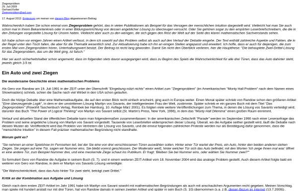 Vorschau von www.gfksoftware.de, Ziegenproblem