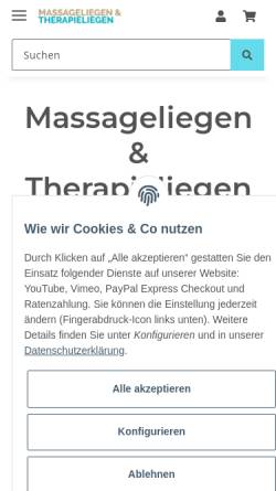 Vorschau der mobilen Webseite www.massageliege-therapieliege.de, Vitalsein Shop - Inhaber: Gert Lutsch