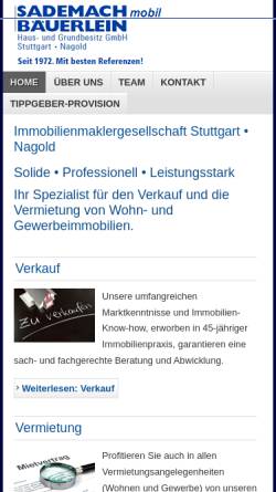 Vorschau der mobilen Webseite www.sademach-immobilien.de, Sademach und Bäuerlein GmbH