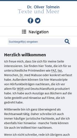 Vorschau der mobilen Webseite www.tolmein.de, Tolmein, Oliver