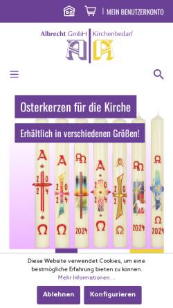 Vorschau der mobilen Webseite www.christlicheartikel.de, Albrecht GmbH