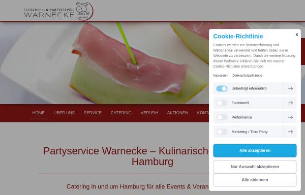 Vorschau von www.partyservice-warnecke.de, Fleischerei und Partyservice Warnecke