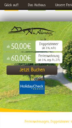 Vorschau der mobilen Webseite www.im-huthaus.de, Pension Am Ahornberg in Seiffen