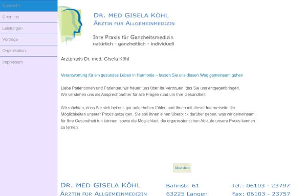 Vorschau von www.arztpraxisdrkoehl.de, Arztpraxis Dr. med. Gisela Köhl