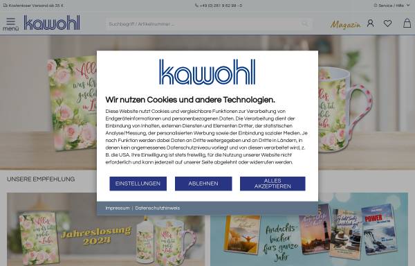 Vorschau von www.kawohl.de, Kawohl-Verlagsgruppe