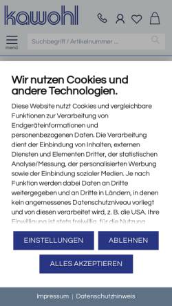 Vorschau der mobilen Webseite www.kawohl.de, Kawohl-Verlagsgruppe