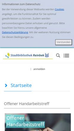 Vorschau der mobilen Webseite www.stadtbibliothek-reinbek.de, Stadtbibliothek Reinbek