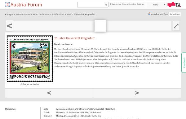 Vorschau von austria-lexikon.at, Sonderpostmarke '25 Jahre Universität Klagenfurt'