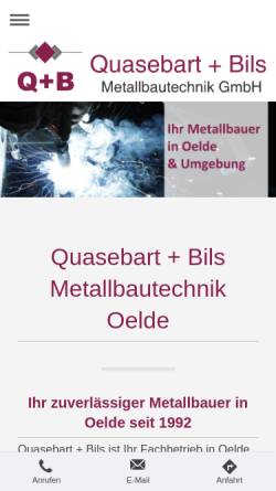 Vorschau der mobilen Webseite www.quasebart-bils.de, Quasebart und Bils GmbH Metallbautechnik