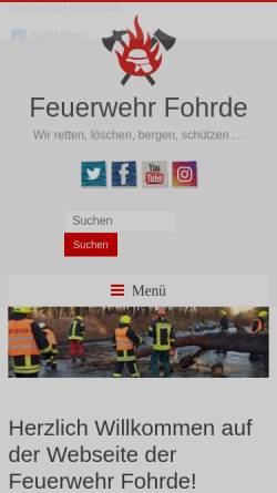 Vorschau der mobilen Webseite www.feuerwehr-fohrde.de, Freiwillige Feuerwehr Fohrde