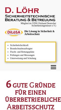 Vorschau der mobilen Webseite www.loehr-arbeitssicherheit.de, Firma Dieter Löhr - Sicherheitstechnische Beratung und Betreuung, Weißenthurm