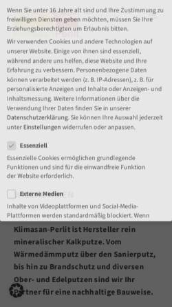Vorschau der mobilen Webseite klimasan-perlit.de, Klimasan Perlit GmbH