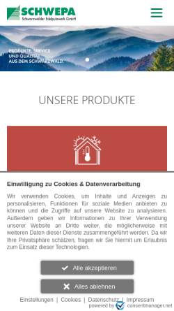 Vorschau der mobilen Webseite schwepa.de, Schwarzwälder Edelputzwerk GmbH