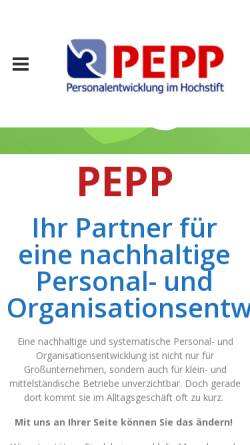 Vorschau der mobilen Webseite www.pepp-hochstift.de, PEPP - Verein für Personalentwicklung im Hochstift e.V.