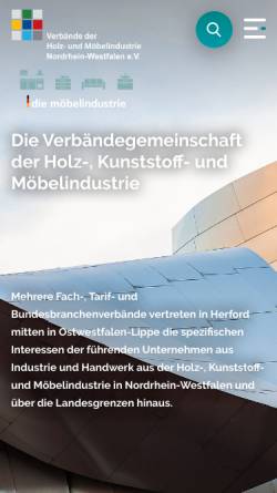Vorschau der mobilen Webseite www.vhk-herford.de, Verbände der Holz- und Möbelindustrie Nordrhein-Westfalen e. V.
