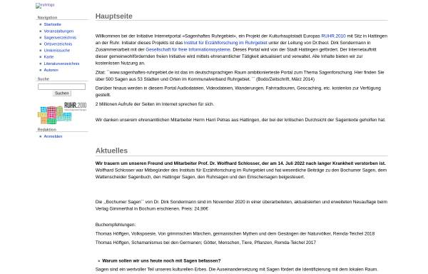 Vorschau von www.sagenhaftes-ruhrgebiet.de, Sagenhaftes Ruhrgebiet