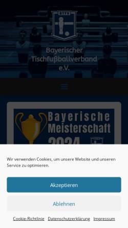 Vorschau der mobilen Webseite www.btfv.de, Bayerischer Tischfussballverband