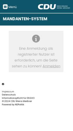 Vorschau der mobilen Webseite www.cdu-werra-meissner.de, CDU Stadtverband Sontra