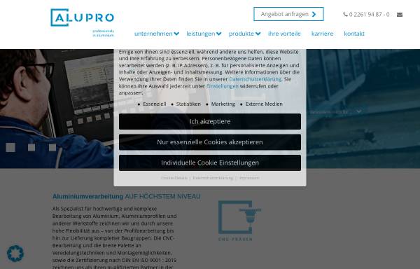 Vorschau von www.alupro.de, Alupro GmbH & Co. KG