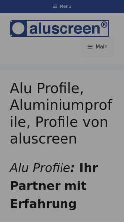 Vorschau der mobilen Webseite www.aluscreen.de, Aluscreen e.K.